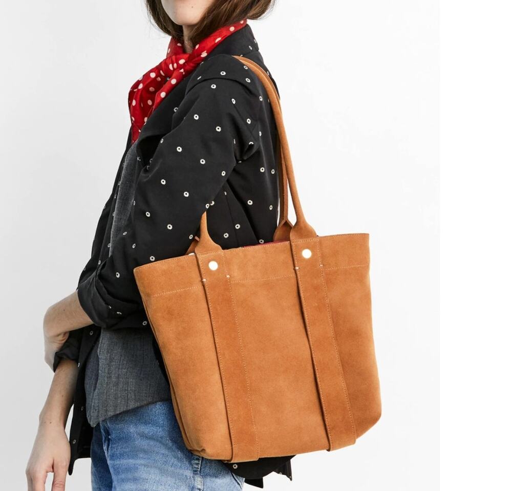 Clare V Petit Cousin Tan Suede Leather Shoulder Bag Tote
